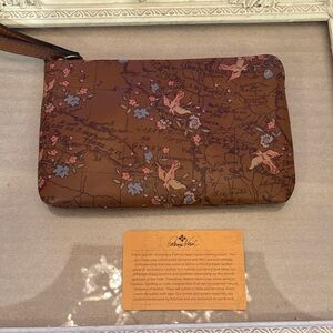 Patricia Nash Brown and Pink Floral Wristlet